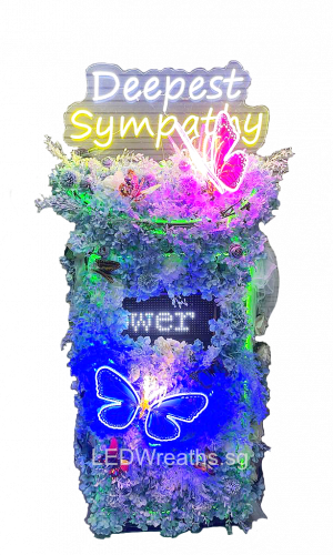 blue butterfly LED wreath water mark